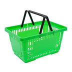 12Pcs 18L Shopping Baskets with Handles, Portable Plastic Retail Grocery Baskets Large Capacity for Stores, Supermarket, Retail, Groceries Shopping (Green)