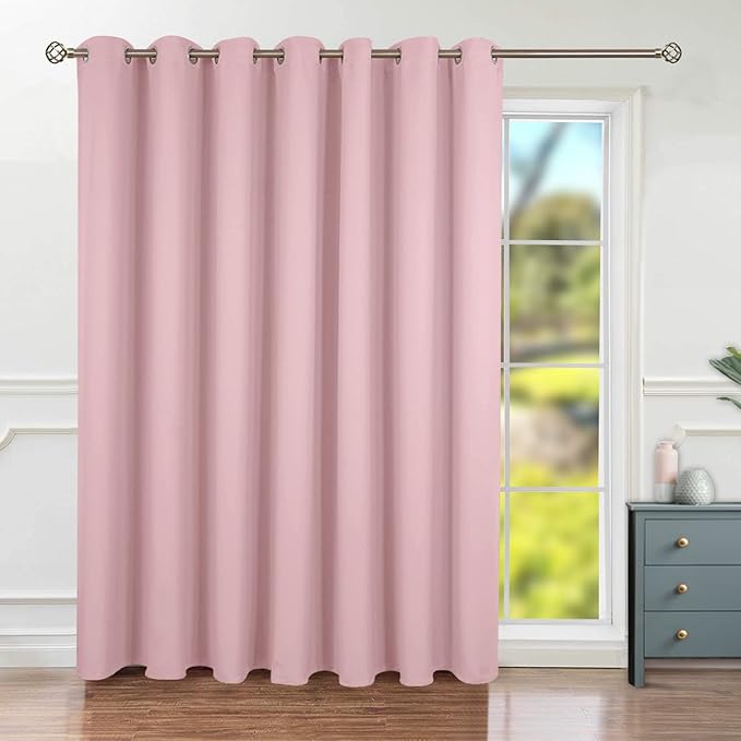 BGment Pink Room Divider Curtain 96 Inch Long - Wide Room Darkening Sliding Door Curtain for Nursery Privacy Themral Insulated Grommet Room Separator Drape, 1 Panel, 100 X 96