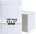 100-Pack 8.5x11" Bubble Mailers White Poly Padded #2 Envelopes Self Seal Shipping Bags Lightweight Tear Resistant Bubble Mailing Envelopes for Small Business Packaging, DVD, Clothing, Books, Gifts