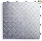 Big Floors RaceDeck Diamond Plate Design, Durable Interlocking Modular Garage Flooring Tile (Alloy, 24 Pack of 12 x 12" Tiles)