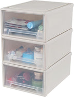 17.5 Quart Plastic Storage Drawer, 3-Pack Large Stacking Drawer Unit