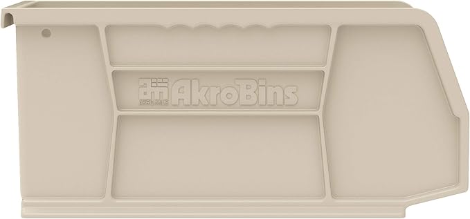 Akro-Mils 30237 AkroBins Plastic Storage Bins, Space-Saving Stackable Bins for Garage, Pantry, Craft Organization, 9-Inch x 6-Inch x 5-Inch, Stone, 12-Pack