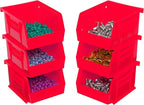 Akro-Mils 30210 AkroBins Plastic Storage Bins, Space-Saving Stackable Bins for Garage, Pantry, Craft Organization, 5-" x 4-" x 3-", Red, 24-Pack