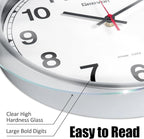 Geevon 14 Inch Atomic Wall Clock - Self-Setting Analog Clock with Automatic Time Sync - Battery Operated for Home Office School - Silver Frame