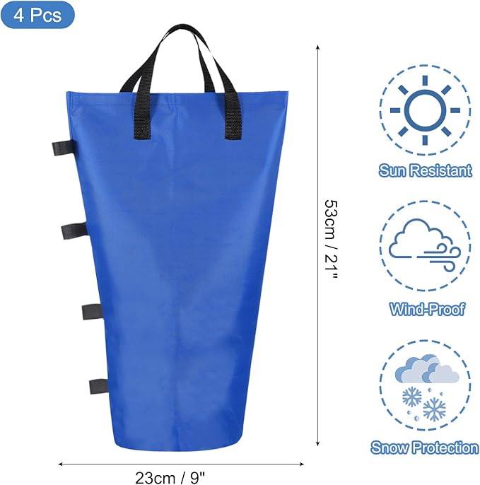 PATIKIL Canopy Weight Sand Bags, 4 Pack 150 Lbs Total Extra Large Weights Bags Waterproof Tent Leg Weights Sandbags for Outdoor Canopy Tent Sun Shelter Patio Ladder Blue (21x9")