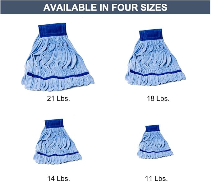 Arkwright Microfiber Tube Mop Head Replacement - Heavy Duty, Lint Free, Super Absorbent & Bleach-Safe, Janitorial Essential for Commercial & Industrial Floor Cleaning, 21 oz, Blue