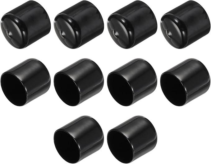 uxcell 10pcs Rubber End Caps 31mm(1.2") ID Vinyl Round End Cap Cover Screw Thread Protectors Black