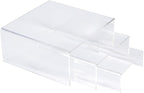 SimbaLux Acrylic Display Risers Clear Stand Set of 3 Small Low Profile Tiered for Showcasing Food, Cupcake, Dessert, Candy, Jewelry, Figurines, Photos, Retail & Home Decoration, Durable & Steady