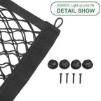 3 Layer Small Cargo Net,Cargo Storage Pocket Net, Mesh Elastic Pouch Organizer with Mounting Screws Hooks for Car,Rv, Trunk,Boats,SUV, Truck (2 Pack,11.8 x 9.8Inch,30 x25cm)