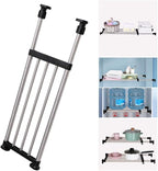 BAOYOUNI Adjustable Closet Shelf Expandable Shelves Tension Rod Hanger Space Saving Storage Rack Organizer Divider for Wardrobe, Cupboard, Kitchen, Bathroom Use, Black, 2 Pack