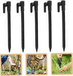 GALPADA 10pcs Plastic Beach Tent Stakes for Sand Camping Lightweight Pegs for Outdoor Gardening Hiking Tarp and Rug Anchoring Easy Setup Black Sand Stakes
