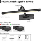 Picture Lights Battery Operated with Remote and Dimmable Function, Rechargeable Gallery Light Black Art Light Wireless Painting Lights 16'' Inch for Display, Portrait, Artwork, Warm White