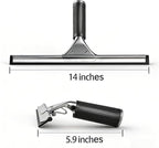 14-inch Squeegee for Shower Glass & Window Cleaning, Professional Stainless Steel Squeegee with Durable Handle for Streak-Free Glass, Mirror, Tile & All Smooth Surfaces