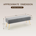 Furnimart 44 Inch Gray Velvet Modern Ottoman Bench, Modern Upholstered Bedroom Benches Footrest Stool Indoor Bench for Entryway Living Room Bedroom Dining Room (Velvet-Grey)