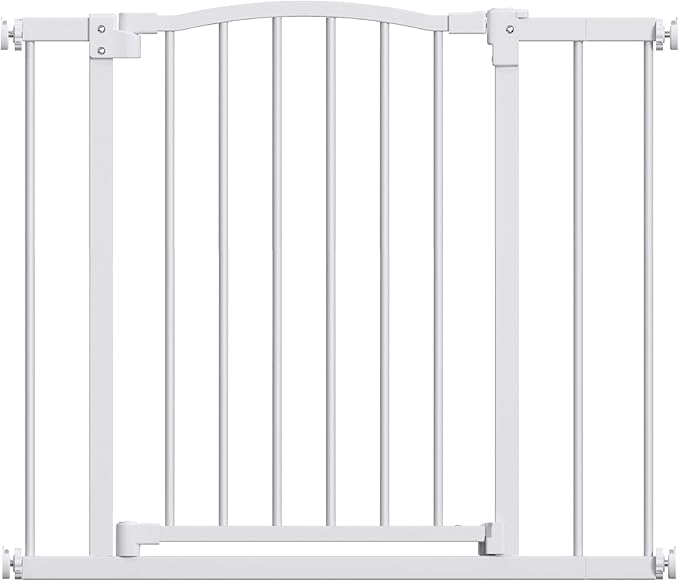 Great Gates Pet Gate - Durable Steel Gate for Stairs - Self-Closing Door & 2-Step Child Proof Lock - Wall-Friendly Dog Gates for Doorways (Fits Most) - 29.8"- 47.5", 28” Tall