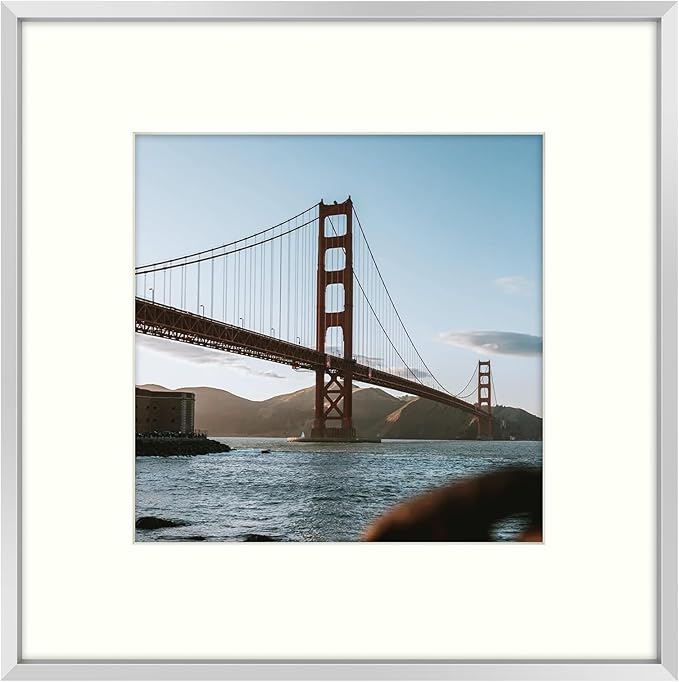 Frametory, 12x12 Metal Picture Frame with Mat for 8x8 Picture & Real Glass, Aluminum Photo Frame Collection (Silver, 1 Pack)