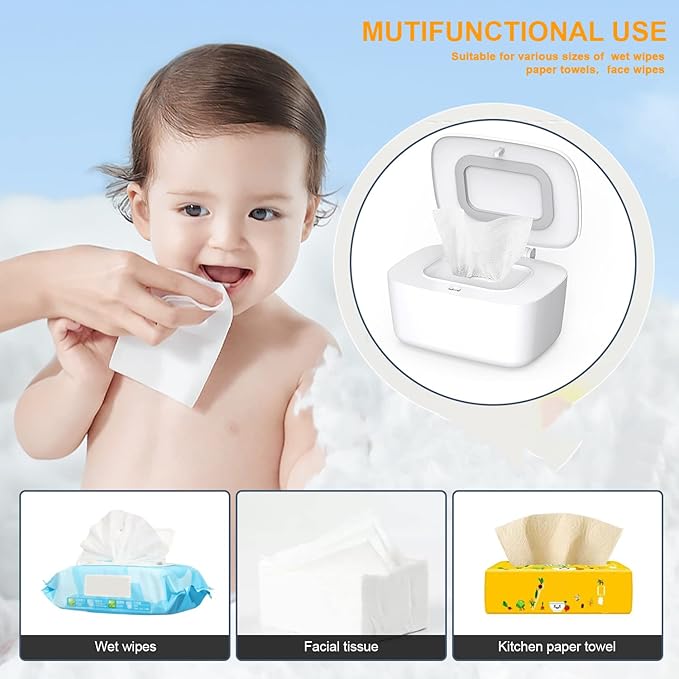 Wipes Dispenser, Wipe Holder for Baby, Refillable Wipe Container, Portable Press to Open, Non-Slip