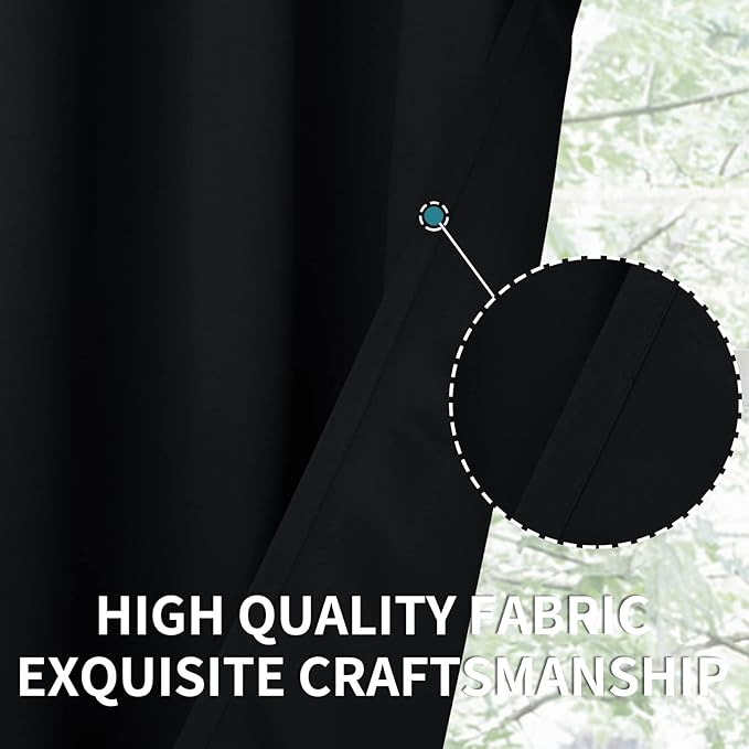 BGment Black Blackout Curtains 84 Inch Long for Living Room - Thermal Insulated Grommet Window Black Out Drapes for Home Decor, 2 Panels, Each 52 Inch Wide