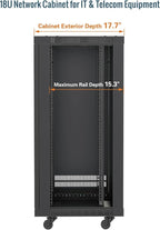 Tecmojo 18U Wall Mount Rack,18U Rack 17.7 Inch Depth,Hold Up to 176 Lbs,Server Rack with Casters,Enclosed Wall Mount Rack Kit for 19 Inch Network,Server and AV Gear,Mesh Door(Elite Collection)