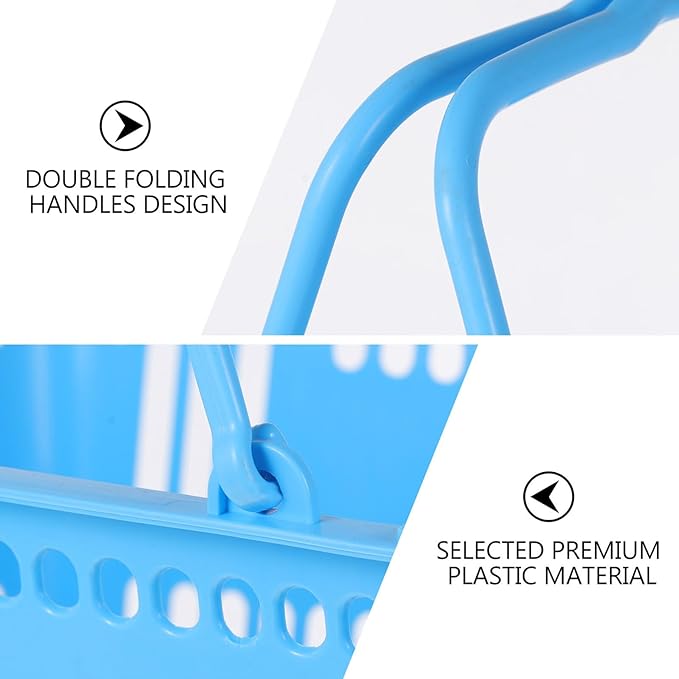 Uonlytech Thickened Plastic Storage Basket with Double Handles Handles Grocery Basket for Supermarket Shopping and Household Organizing