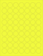 NextDayLabels - 8-1/2 x 11 Neon Color High Light Fluorescent Labels for Laser & Inkjet Printer (Yellow Fluorescent, 1" Round - 63 per Page - 6300 Labels)