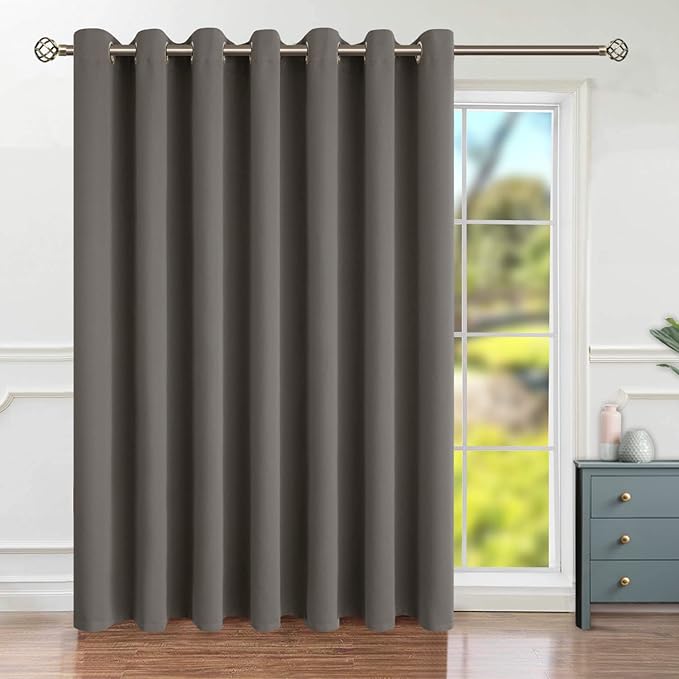 BGment Grey Sliding Door Curtain 96 Inch Long - Wide Room Darkening Room Divider Curtain for Bedroom Privacy Themral Insulated Grommet Separator Drape, 1 Panel, 100 X 96
