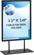 Zhengmy Tabletop Sign Holder with Flat Base Double Sided Countertop Sign Holder Desktop Display Stand Metal Poster Display Stand for Office Store Restaurant Hotels, Black (11" X 14",Vertical,1 Pcs)