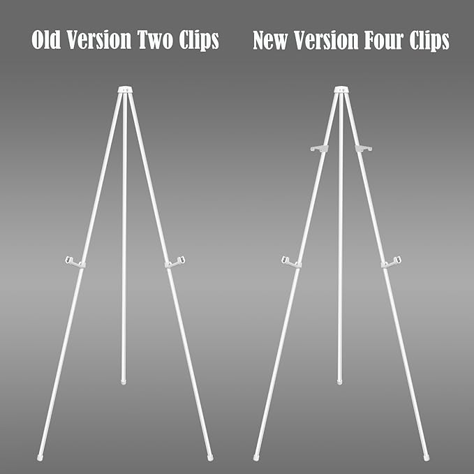 Basic White Easel for Wedding Signs,Adjustable Height Floor Easel Stand for Display Posters Tripod Base,Hold Lightweight Arts Indoor use,Supports 4lbs,1Pack