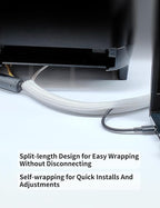 Cable Management Split Wire Loom Sleeve - Cord Hider & Protector for Desk, Pet Chew Proof, Wire Cover Organizer, Flexible Tube for Wires and Cables (1 & 1/2 Inch 10FT Each, White)