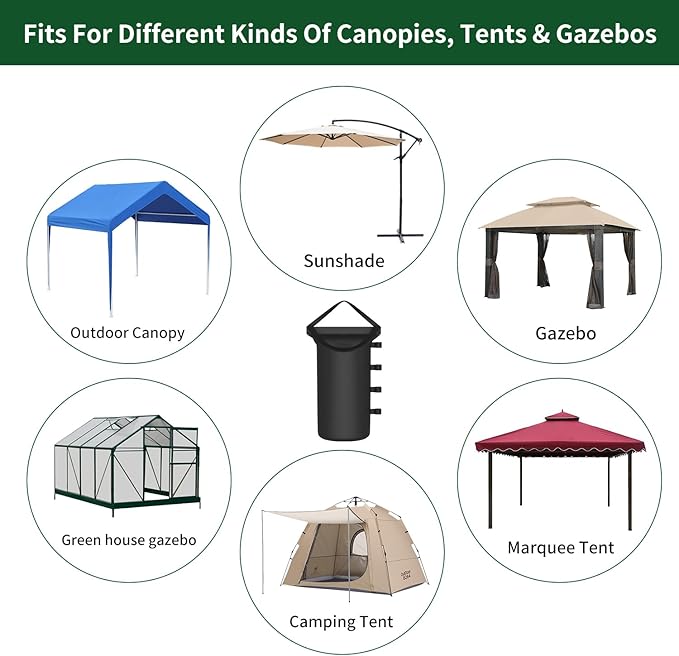 200LBS Canopy Tent Weights Set of 4 Empty Sand Bags for Canopy Tent Legs, Heavy Duty 1680D Pop Up Canopy Tent Weights Sandbags for Outdoor Gazebos, Umbrellas, Pergolas, Sunshades & Patio Furniture