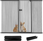 Lumizone Extra Tall Cat Gate 55.12" High Pressure Mounted Extra Wide 2025 New (17 Sizes) 1.37" Gap No Drilling Auto-Close One-Handed Operation Tall Pet Gate for Dogs(Black, 55.12" H x 75.98"-80.11" W)