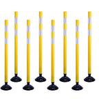 8 Pack Traffic Delineator Posts – High Visibility Reflective Safety Cones with Spring Base for Roadway, Parking, Garage, Construction Zones (Yellow, 48 Inch)