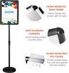 Heavy Duty Floor Sign Stand Adjustable Pedestal Sign Holder Stand, Poster Stand Aluminum Snap Open Frame for 8.5X11 Inches with Heavy Round Base, Both Vertical and Horizontal Sign Displayed