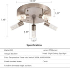 Dimmable LED Ceiling Spotlight Fixture，Adjustable Round Track Lighting, UL Driver Listed, 5-Light Directional Spotlight, Flush Mount Track Light Fixture, Canopy Switch Three Color changable.…