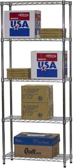 Shelving Inc. 12" d x 30" w x 54" h Chrome Wire Shelving with 5 Tier Shelves, Weight Capacity 800lbs Per Shelf