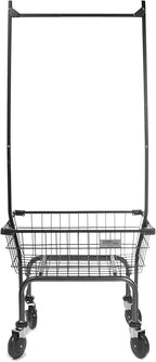 Heavy Duty Uhandle Laundry Cart with 5" Wheel (Charcoal Grey Pole Rack)