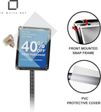 IN WHICH BAY-Adjustable Heavy Duty Poster Sign Holder Stand Floor Sign Stand Aluminum Snap Open Frame for 8.5 x 11 inches both Vertical and Horizontal view Displayed Used for Living and Business(Black)