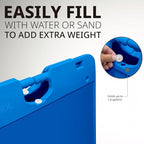Jumbl Outdoor A-Frame Sandwich Signboard 24” x 36” Display Surface – w/PVC Sign Protector & Sand Fill Holes – Duel Display Signage Stand for Storefront Sidewalk Curb (Blue)