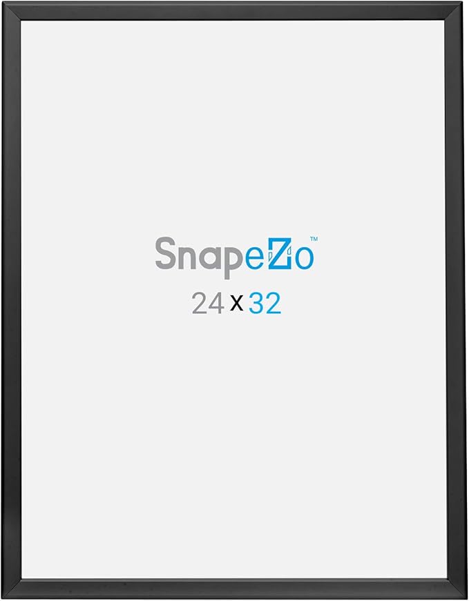 SnapeZo Poster Frame 24x32, Black, 1.25 Inch Aluminum Profile, Front-Loading Snap Frame, Wall Mounting, Professional Series