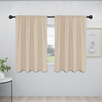 Easy-Going Rod Pocket Blackout Curtains for Bedroom, Room Darkening Window Curtains for Living Room, Thermal Insulated Noise Reduction Solid Window Drapes, 2 Panels(42x45 in, Beige)