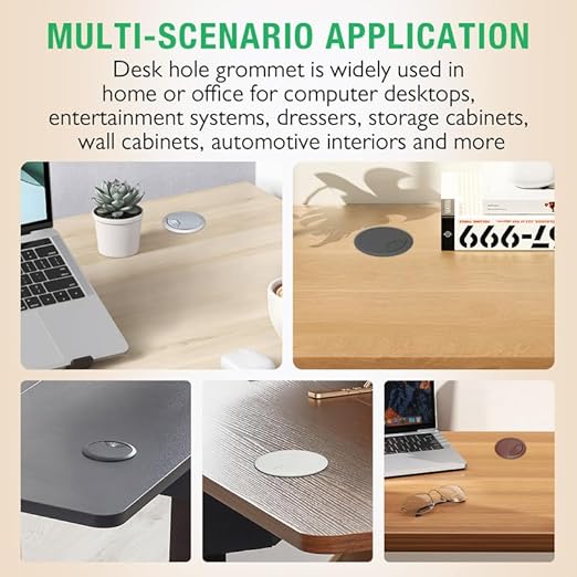 5 Pcs Desk Grommet 3-1/8" / 80 mm, Desk Cord Hole Cover, Cable Grommet ABS Plastic, Desk Hole Grommet for Home & Office Pc, Detachable Adjustable Cable Cord Organizer-Black