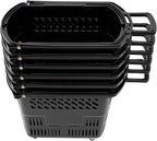 6PCS 35L Rolling Shopping Baskets with Wheels Portable Grocery Basket Set with Handles Plastic Shopping Cart for Supermarkets, Retail Stores, Bookstores (Black)