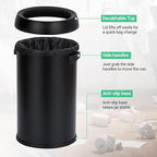 17 Gallon/65L Trash Can, Heavy Duty Stainless Steel Open Top Trash Can, Fingerprint-Proof Round Kitchen Trash Bin, Commercial Garbage Can for Restaurant, Home, Office(Black)