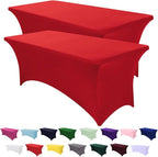 SEPARO 2 Pack 4 Ft Red Table Cover Fitted Rectangular Tablecloth Stretchable Fabric Table Cloth 4 ft Wrinkle-Free for Party Tradeshows Banquet Weddings Cocktail