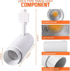 12W Zoomable Track Lighting Heads,White H Track Lighting Heads for Accent,Artwork, Retail Halo Track Lights 110V 3000K Warm White 15 °- 60 ° Beam Angle - 4 Pack (White)