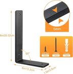 Floating Shelf Bracket 8 Inch, 4 Pack Heavy Duty Shelf Brackets, Black Wall Shelf Bracket for DIY Decorative with Mounting Hardware