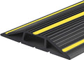 10Ft Cord Covers for Wires on Floor, 3-Channel Floor Cord Cover with Anti-Slip Base & Yellow Warning Strips, Extension Cord Covers for Floor, Ideal for Home, Office, Outdoor Use