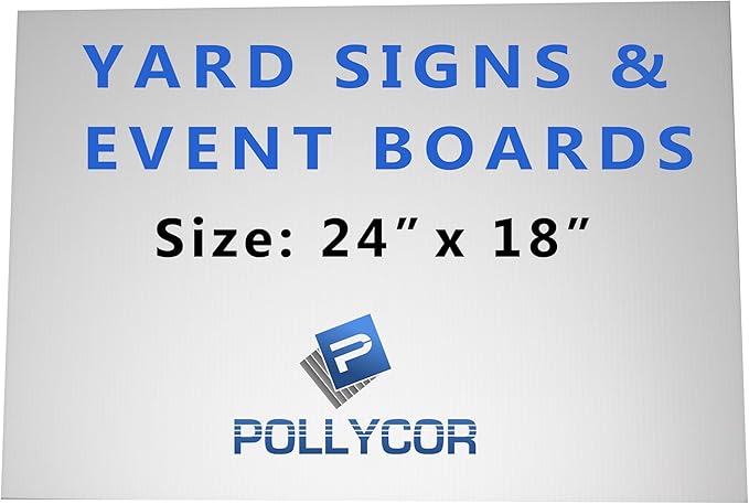 Pollycor Yard Signs. Corrugated Fluted Polypropylene Plastic Sign Boards for Business, Garage Yard Sale, Real Estate, Indoor Outdoor Advertising, DIY. 24" x 18" 100-Pack