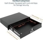 Tecmojo 2U Rack Drawer,Rack Mount Drawer for 19in Network Equipment/Server/AV Rack or Cabinet Enclosure,Sliding and Lockable Server Rack Drawer - Load-Bearing 44lb (20kg),with Cable Management Holes