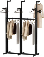 Black Clothes Rack with 6 Straight Arms, Metal Clothing Rack for Hanging Clothes, Freestanding Garment Rack Heavy Duty, 46" to 63" Adjustable Height Retail Clothing Rack for Boutiques Display